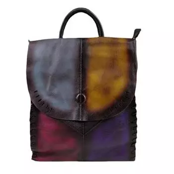 Рюкзак кожаный женский сумка модный сращивающийся цветной рюкзак из коровьей кожи женский повседневный сумка школьная сумка разноцветный