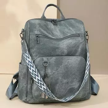 Рюкзак Легкий Ретро Рюкзак Большой Вместимости Женский Рюкзак Многофункциональная Сумка Через Плечо чёрный