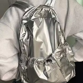 Рюкзак легкий водонепроницаемый большой емкости повседневный модный рюкзак нейтральный школьный рюкзак для школьников серебряный