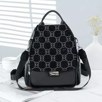 Рюкзак Letter, многофункциональная сумка для женщин, большая вместимость чёрный