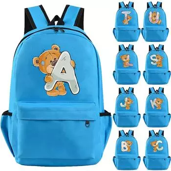 Рюкзак Little Bear с 26 английскими буквами, школьная сумка для подростков, рюкзак для мальчиков и девочек, сумка для книг для детей, подарки, большая вместительная студенческая сумка