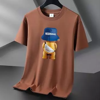 Рюкзак Медведь, 10 цветов, футболка из чистого хлопка, мужская свободная футболка с круглым вырезом и короткими рукавами, большой размер S-6XL S