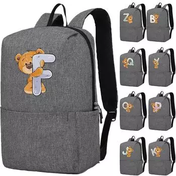 Рюкзак «Милый маленький медвежонок» с 26 английскими буквами, школьная сумка для девочек, холщовые рюкзаки для косплея, детская сумка для книг, обратно в школу