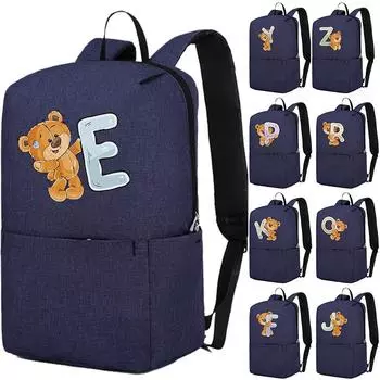 Рюкзак «Милый маленький медвежонок» с 26 английскими буквами, школьная сумка для девочек, холщовые рюкзаки для косплея, детская сумка для книг, обратно в школу