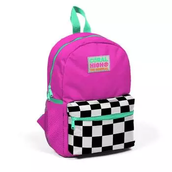 Рюкзак Minik Yuva Неоново-розовый с шахматным узором и двумя отделениями 23501