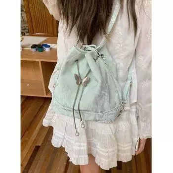 Рюкзак Mint Mambo Green, женская новая модная корейская сумка-ведро, универсальная сумка Ins на одно плечо