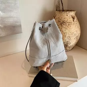 Рюкзак Mint Mambo Green, женская сумка-ведро Tide, универсальный рюкзак с цепочным ремнем и бабочкой серебряный