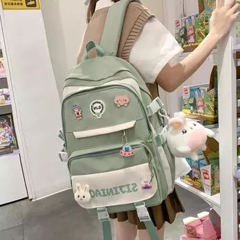 Рюкзак Младшей Средней Школы Мультфильм Симпатичные Женщины Школьный Портфель Студентов Колледжа чёрный