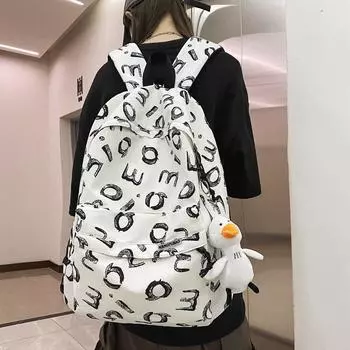 Рюкзак Младший Старший Школьный Рюкзак с мультяшным принтом для мальчиков и девочек белый