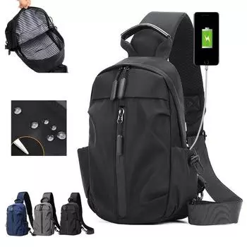 Рюкзак Мужская нагрудная сумка Деловая сумка через плечо Модная сумка через плечо серый