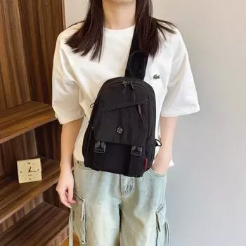 Рюкзак Мужская сумка через плечо Многофункциональная сумка через плечо Легкий маленький рюкзак Женская нагрудная сумка чёрный