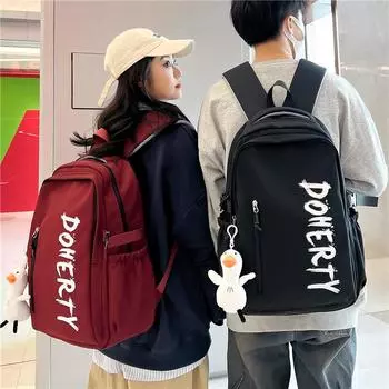 Рюкзак мужской большой емкости с буквенным принтом, школьный рюкзак для школьников средней школы чёрный