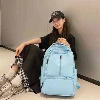 Рюкзак мужской большой вместительности, школьная сумка, водонепроницаемая сумка для компьютера для студентов колледжей, женская дорожная сумка для учащихся средней школы чёрный