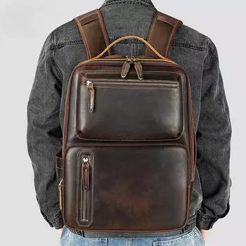 Рюкзак мужской для отдыха на природе, путешествий, рюкзак из натуральной кожи, деловая сумка для компьютера