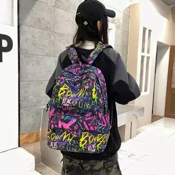 Рюкзак мужской граффити рюкзак для старшеклассников школьный портфель синий