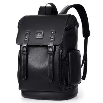 Рюкзак мужской из мягкой кожи, большой вместительный дорожный рюкзак, длина 30, ширина 16 см, высота 42 см чёрный