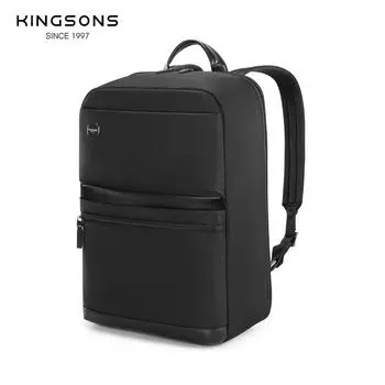 Рюкзак мужской Kingsons для ноутбука 15,6 дюйма, водонепроницаемый износостойкий полиэстер 1800D, черный, открывается на 180°, с портом быстрой зарядки USB 3.0 KS3322 чёрный