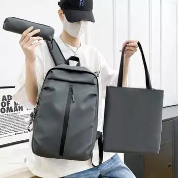 Рюкзак Мужской повседневный компьютерный рюкзак Студенческий школьный рюкзак с зарядкой через USB Дорожный рюкзак чёрный