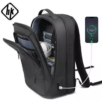 Рюкзак мужской расширяемый рюкзак для ноутбука 15,6 дюймов водонепроницаемый дорожный рюкзак женский мужской офисный колледж чёрный