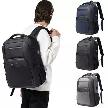 Рюкзак Мужской рюкзак Мужская сумка для компьютера Повседневный студенческий рюкзак Дышащий USB-рюкзак большой емкости One Size чёрный