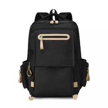 Рюкзак мужской с цветными блоками, для учеников средней школы, большой вместимости, школьный, дорожный, многофункциональный, водонепроницаемый чёрный