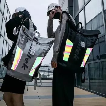 Рюкзак мужской светоотражающий рюкзак повседневный дорожный компьютерный рюкзак студенческий школьный женский чёрный