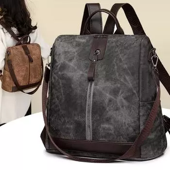 Рюкзак на молнии, женский цветной рюкзак, женский противоугонный школьный рюкзак хаки