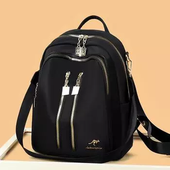 Рюкзак на молнии, женский школьный рюкзак большой емкости, уличный дорожный рюкзак чёрный