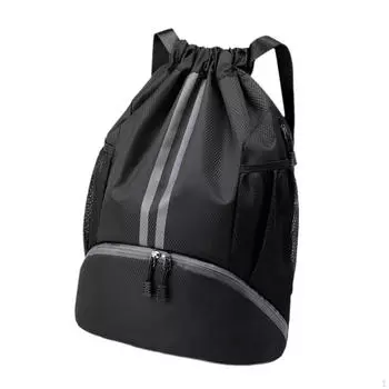 Рюкзак на шнурке Баскетбольная сумка Рюкзак большой вместимости Рюкзак для плавания Спорт чёрный