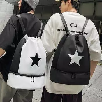 Рюкзак на шнурке, мужская и женская сумка для фитнеса, дорожный легкий водонепроницаемый рюкзак большой емкости белый