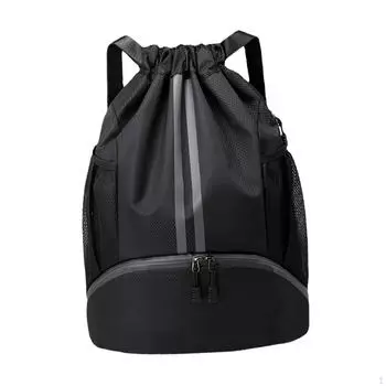 Рюкзак на шнурке, рюкзак для хранения вещей, повседневная модная дорожная сумка, рюкзак для походов по магазинам чёрный