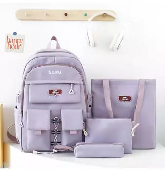 Рюкзак Набор Мужской Женский Студент Кампус Школьный Рюкзак Большой Емкости фиолетовый