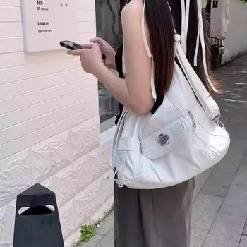 Рюкзак Niche Retro большой емкости, простая сумка-мессенджер из мягкой кожи с принтом Spice Girl