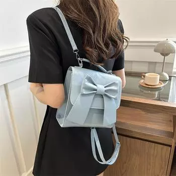 Рюкзак Niche Texture Bow для женщин 2024 года, новый иностранный стиль, простая переносная сумка через плечо чёрный