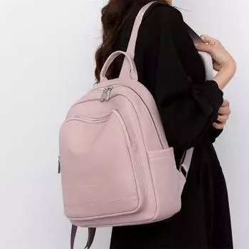 Рюкзак однотонный модный рюкзак большой емкости для женщин коричневый