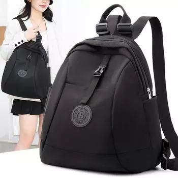 Рюкзак однотонный женский большой вместимости дорожная сумка чёрный