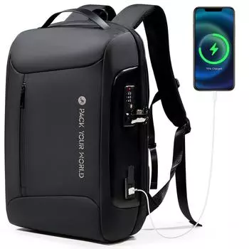 Рюкзак OIWAS Anti Theft - рюкзак для ноутбука 15,6 дюйма для мужчин, деловой рюкзак с портом зарядки USB для школы, колледжа, повседневный рюкзак 15.6 inch чёрный