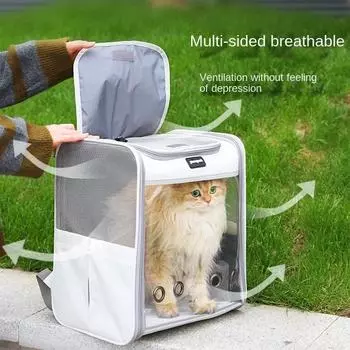 Рюкзак-переноска для домашних животных, дышащая сумка для переноски щенков, ткань Оксфорд, портативная, складная, большая, прозрачная, принадлежности для переноски домашних животных