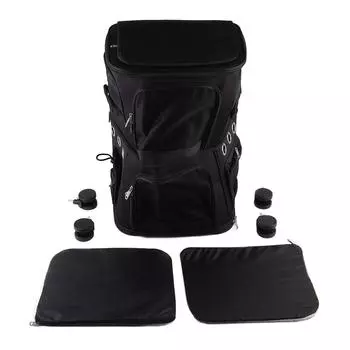 Рюкзак-переноска для домашних животных с двумя отделениями, складной рюкзак-переноска для кошек с колесами-тележками для путешествий чёрный