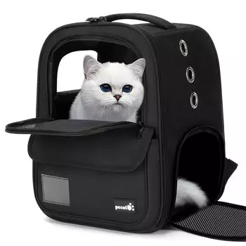 Рюкзак-переноска для кошек Pecute, сумка для переноски домашних животных, рюкзак для собак, кошек, кроликов, рюкзак для кошек с дышащей легкой складной сумкой, домик для домашних животных, для вождения и путешествий чёрный