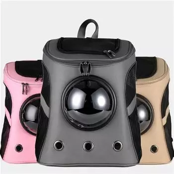 Рюкзак-переноска Fat Cat Denim Pet Backpack с космической капсулой Bubble для маленьких и средних кошек, щенков, собак, рюкзак для путешествий и походов
