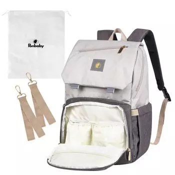 Рюкзак Premier Model Вместимость 16 Сумок Рюкзак Легкий Многофункциональный с USB-портом Подарок для ребенка Белый x Серый [Ponbaby] Для мам (Большой /