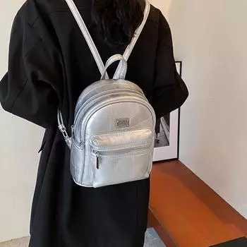 Рюкзак Premium Sense для женщин, простой модный, легкий, большой емкости, для поездок на работу и обратно, небольшой рюкзак серебряный