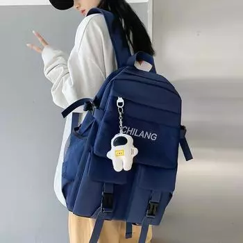 Рюкзак, простой повседневный школьный рюкзак большой вместимости для учащихся средней школы белый