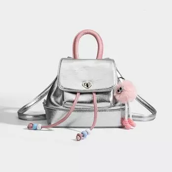 Рюкзак ретро милый модный рюкзак для девочек-студентов нишевый дизайн универсальный текстурированный школьный рюкзак серебряный