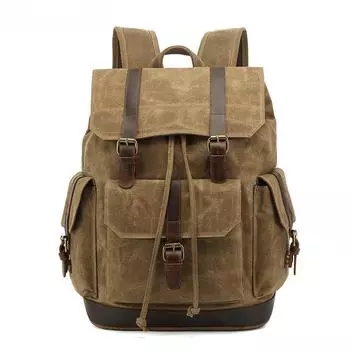 Рюкзак ретро сумка через плечо дорожная сумка для бега студент спортивная вощеная водонепроницаемая холщовая дорожная сумка чёрный