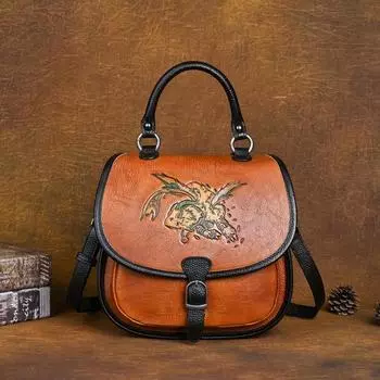 Рюкзак ручной работы из воловьей кожи большой вместимости, сумка через плечо для рук 23*11*22 красный