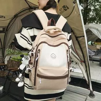 Рюкзак Рюкзак большой вместимости для младших и старших классов средней школы, кампус, школьный рюкзак с контрастным цветом чёрный