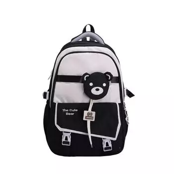 Рюкзак Рюкзак для студентки Большая вместимость Рюкзак для средней школы Рюкзак для старшей школы Легкий контрастного цвета Модный чёрный