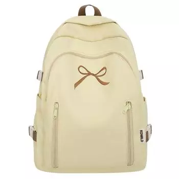 Рюкзак с бантом и принтом, однотонный студенческий школьный женский рюкзак большой емкости Small жёлтый
